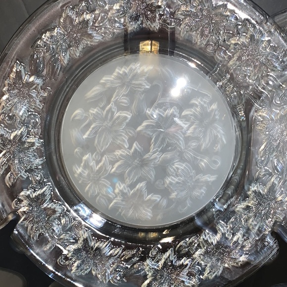 Princess House Crystal China Plates Etch Poinsettia Rare Collection Vintage - Picture 2 of 4